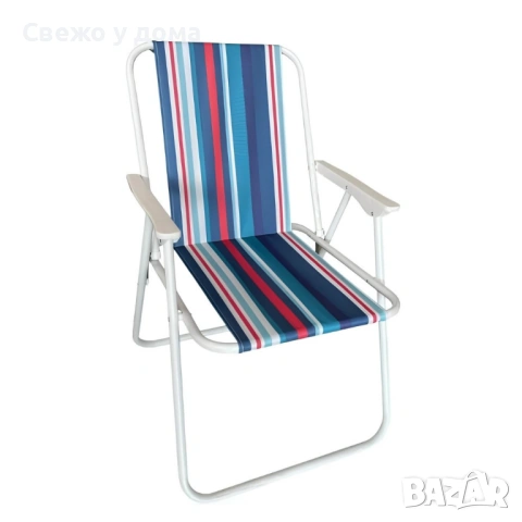 Сгъваем плажен стол на райета, 43x46x75 см – Многоцветен, снимка 2 - Столове - 54191199