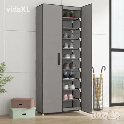 vidaXL Шкаф за обувки, сив, 60x30x166 см, плат（SKU:337259）, снимка 2 - Шкафове - 49413780