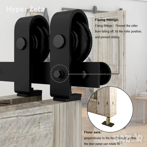 Релса за плъзгаща врата 76см комплект механизъм за 2 врати, снимка 7 - Други - 54156403