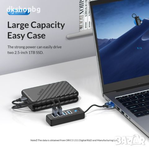 3997 4-портов USB HUB 3.0 с Висока Скорост 5Gbps, снимка 9 - USB кабели - 45648703