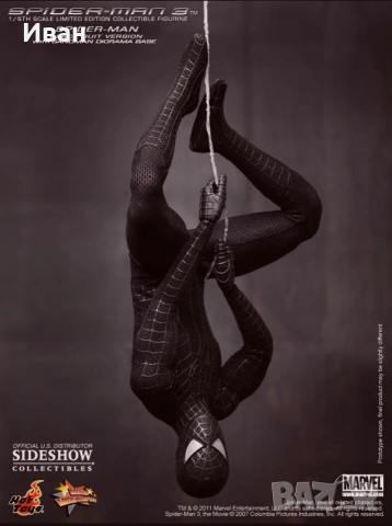 Hot Toys Spider-Man 3 (Black Suit) Deluxe 1/6th/ Спайдър - мен симбиотичен лукс издание, снимка 11 - Колекции - 47223401