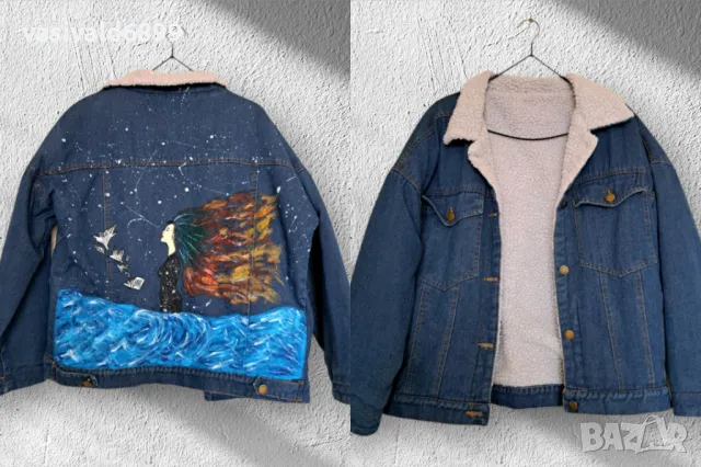 Ръчно рисувано дамско дънково яке