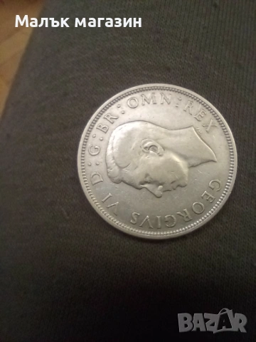 1/2 крона 1939 Великобритания сребро, снимка 2 - Нумизматика и бонистика - 54247376