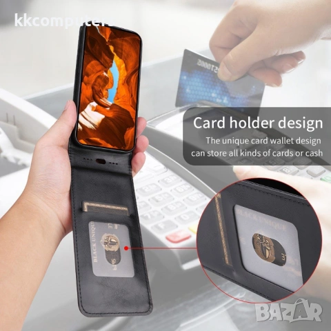 Кожен Флип Калъф с Карта за Asus Zenfone 12 Ultra 5G - Вертикален, Магнитен, Слот за Карта, Вкл. Про, снимка 9 - Калъфи, кейсове - 53437803