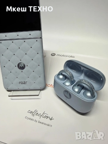 Motorola Razr 60 Swarovski Edition, 8GB, 256GB, Ice Melt и слушалки Motorola Moto Buds Loop Swarovsk