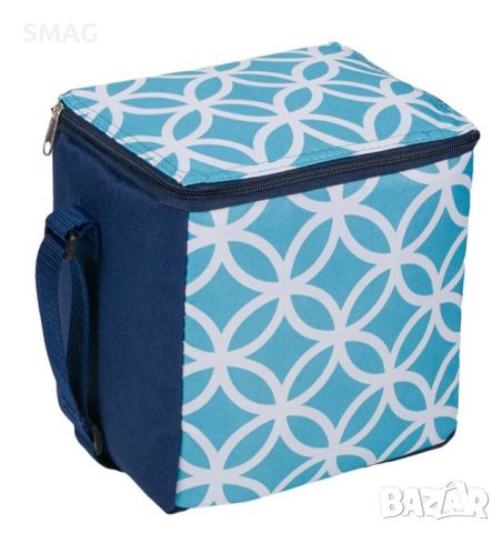 Изотермална чанта тюркоаз синьо бял дизайн 19x15x20см - 6л, снимка 1 - Хладилни чанти - 46392882