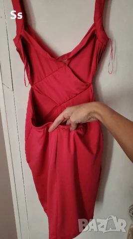 къса коктейлна рокля с гол гръб в цикламен цвят, снимка 3 - Рокли - 51095771