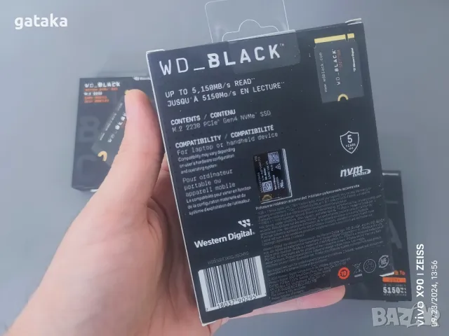 WD Black NVMe 1TB с размер M.2 2230 - NVMe ново и запечатано, снимка 2 - Твърди дискове - 47329896