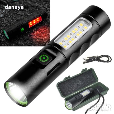 4901 Акумулаторен LED фенер USB мощно фенерче, снимка 1 - Къмпинг осветление - 46358260