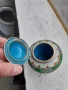 Клоазоне cloisonne клетъчен емайл бронз ваза бурканче, снимка 4