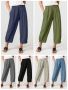 Дамски памучно-ленени скъсени панталони с висока талия, 6цвята , снимка 1