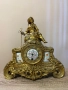 Старинен бронзов часовник с порцеланови вложки, снимка 1