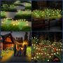 Соларни градински светлини 4 бр. водоустойчиви светулки, за декорация, топло бяло