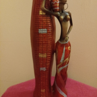 Африканска ваза и две африкански статуетки. , снимка 2 - Вази - 44993581