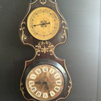 Стар дървен часовник, термометър,  барометър за стена , снимка 4 - Други ценни предмети - 45683010