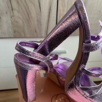 Блестящи Сандали с ток , снимка 3 - Дамски елегантни обувки - 45382417