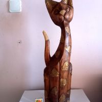 Страхотна Голяма Стара Дървена Фигура-Котка, снимка 13 - Декорация за дома - 45115935