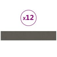 vidaXL Стенни панели, 12 бр, тъмносиви, 90x15 см, кадифе, 1,62 м²（SKU:343892, снимка 1 - Други - 45876476