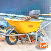 Индустриална строителна ръчна количка TUFX PE100, плътно колело PU, 100 л., 225 кг., снимка 7 - Железария - 45836795