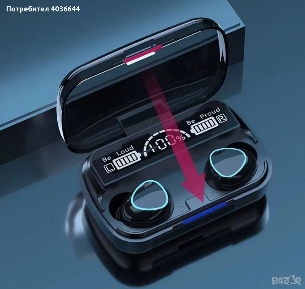 Безжични bluetooth слушалки с LED цифров дисплей, снимка 1