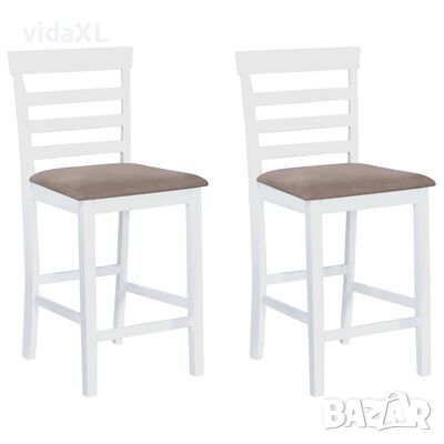 vidaXL Бар столове, 2 бр, бели, текстил*SKU:241702, снимка 1