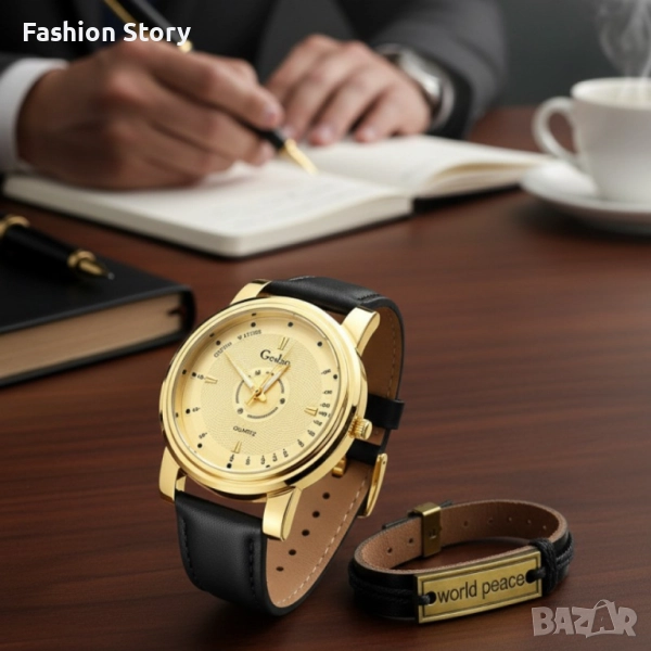 Елегантен кварцов часовник с гривна в подаръчна кутия, снимка 1