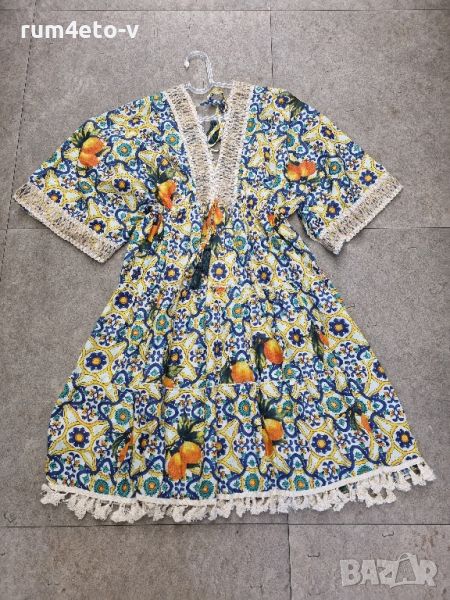 Лятна бохо рокля с лимони, снимка 1
