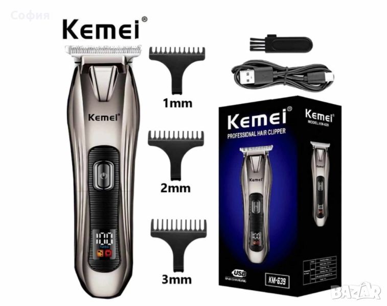Професионална безжична машинка за подстригване Kemei KM-639, снимка 1
