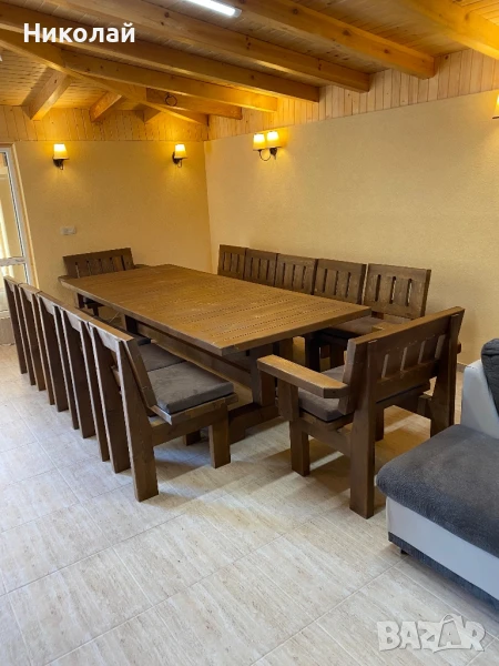 Дървена маса със столове, снимка 1