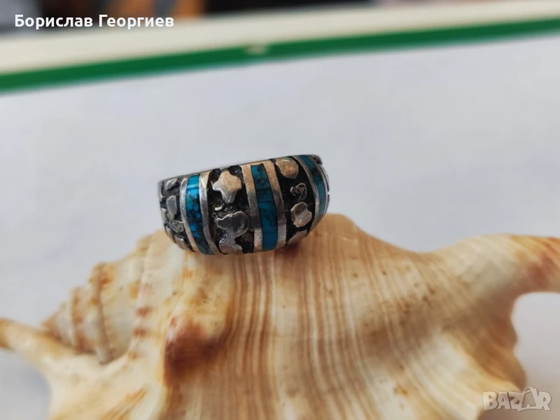 Сребърен пръстен с тюркоаз , снимка 1