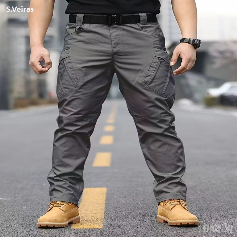 Мъжки работен панталон за всякакви терени - устойчив на разкъсване, ветроустойчив, регулируема талия, снимка 1