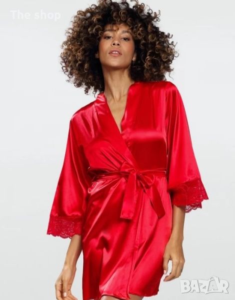 Сатенен дамски халат в червен цвят Belinda DKaren (008), снимка 1