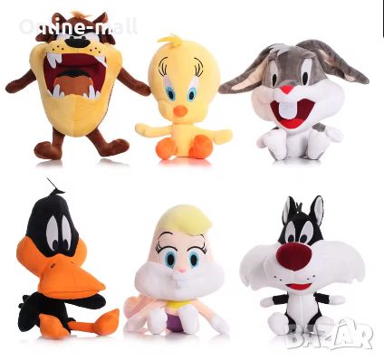 Плюшена играчка Looney Tunes, Бъгс Бъни, Туити, Тазманийски дявол и др, снимка 1