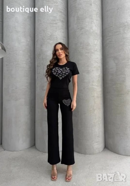 дамски екип в бежово и черно, снимка 1