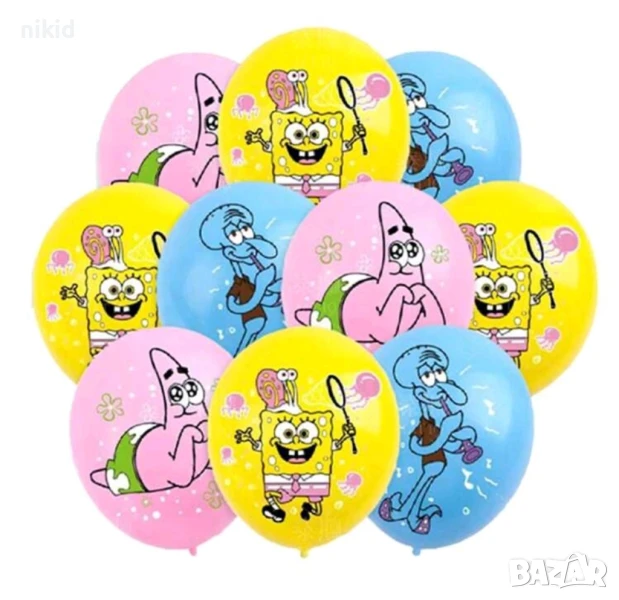 спондж боб Спонджбоб SpongeBob Обикновен надуваем латекс латексов балон парти хелий или газ, снимка 1