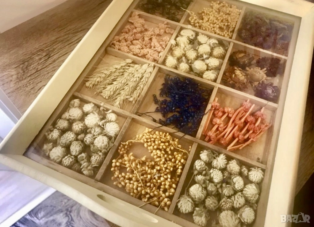 Керамика, табла с цветя и билки, свещници, снимка 1