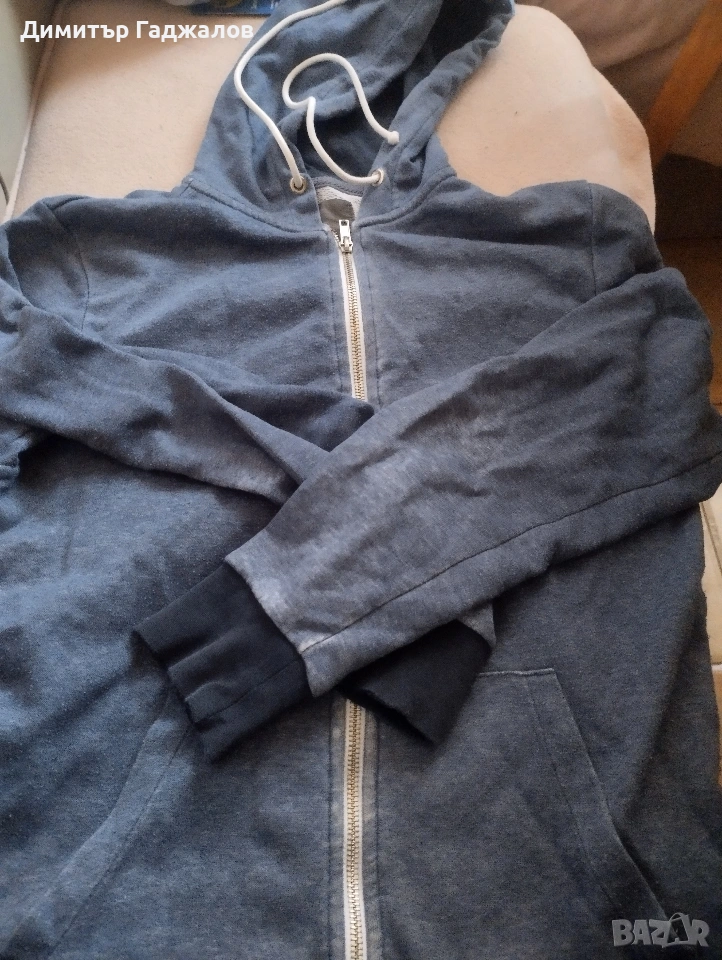 Мъжки памучен суитшърт с качулка и цип, снимка 1