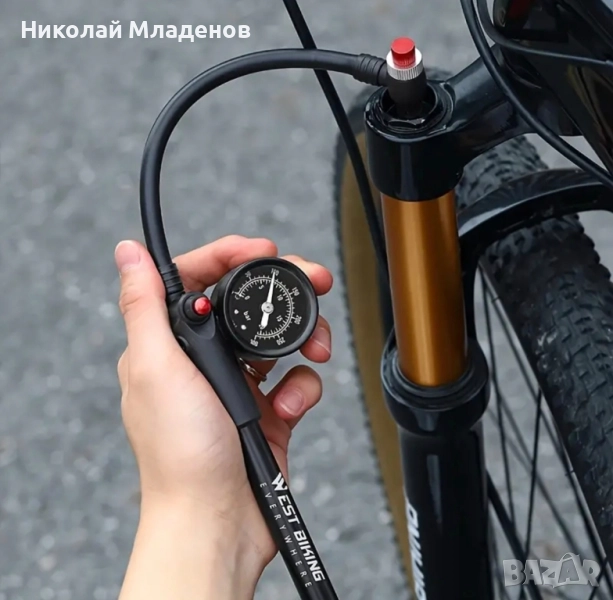 Помпа високо налягане за велосипедни вилки и амортисьори - 300 psi, снимка 1