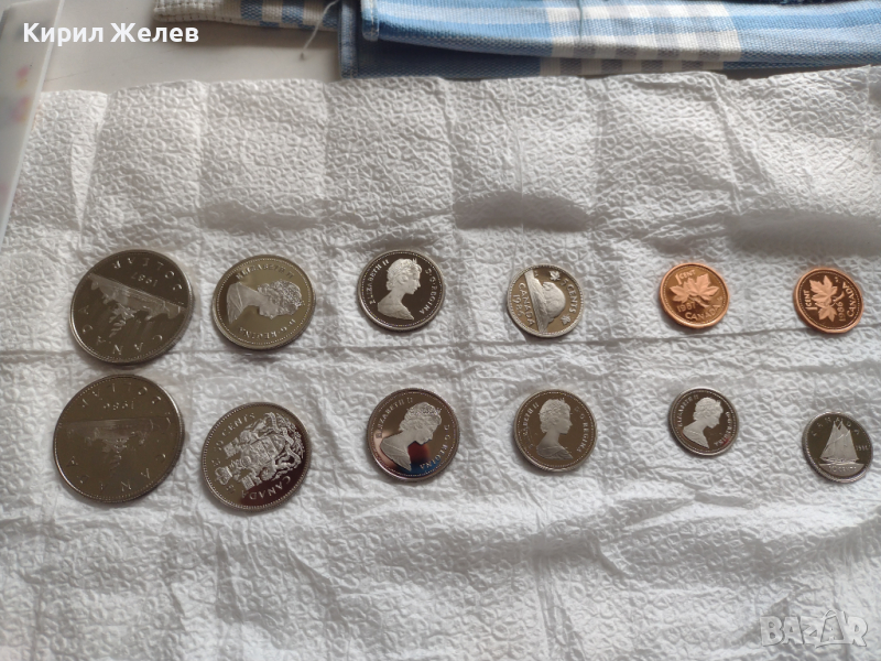 Лот монети 12 броя Канадски долара, центове непипани мат гланц перфектно състояние 43634, снимка 1