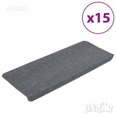 vidaXL Самозалепващи стелки за стълби, 15 бр, 65x24,5x3,5 см, сиви（SKU:343479, снимка 1