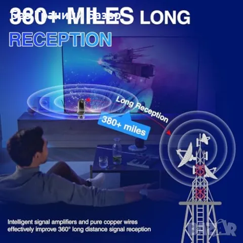 Нова Антена за телевизор 2024 с усилвател, 380+ мили обхват, 4K HDTV, снимка 3 - Части и Платки - 47051381