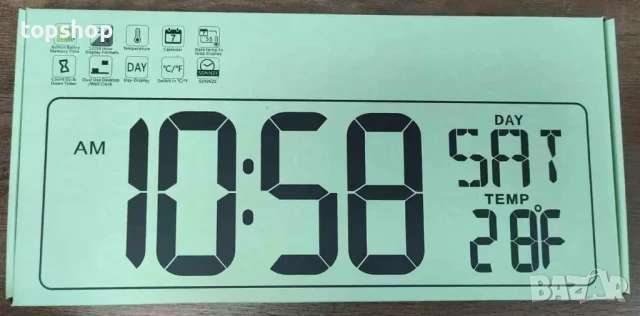 Aolyty 16,5-инчов LED дигитален стенен часовник с дистанционно управление, (бяло-зелен), снимка 7 - Други стоки за дома - 50569506