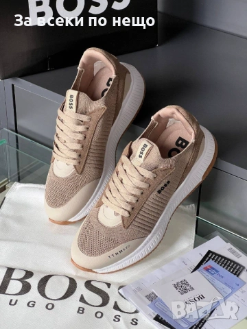 Hugo Boss Мъжки Бежови Маратонки👟Мъжки Спортни Обувки В Бежов Цвят Хуго Бос Код E1323, снимка 4 - Маратонки - 54148409