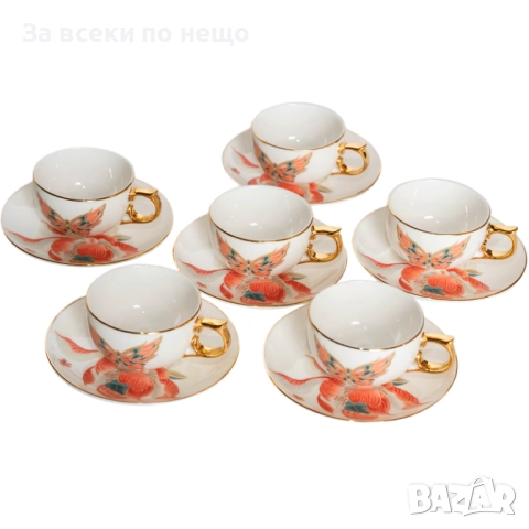 Комплект за кафе с цветен флорален мотив Код P1739