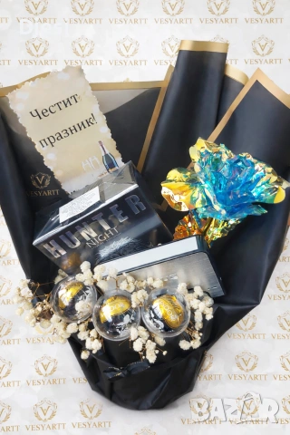 Мъжки подарък с парфюм и кутия за цигари, снимка 2 - Изкуствени цветя - 53587894