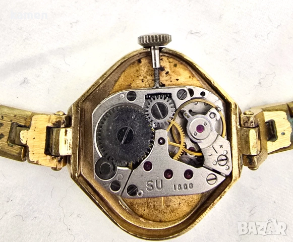 Винтидж съветски дамски часовник LUCH - кал. 1800 - позлатен - текстуриран кафяв циферблат, снимка 10 - Други ценни предмети - 53658406