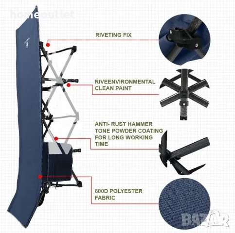 ПРОМОЦИЯ Сгъваемо къмпинг легло ALPHA CAMP E01CC-102J, снимка 2 - Къмпинг мебели - 49544667