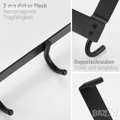 Закачалка за врата, 8 куки, без пробиване, за врати до 2 см, снимка 5 - Закачалки - 50483046