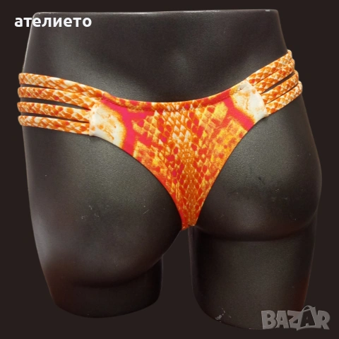 Прашка Бански с ленти Змийски принт в оранжево долнище на бански , снимка 3 - Бански костюми - 54052029