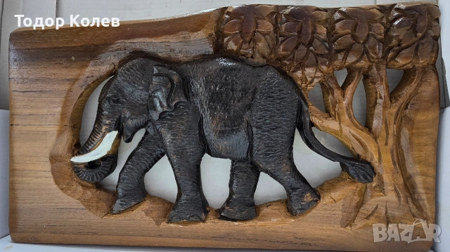 Пано за стена слон от тиково дърво., снимка 3 - Пана - 50280040